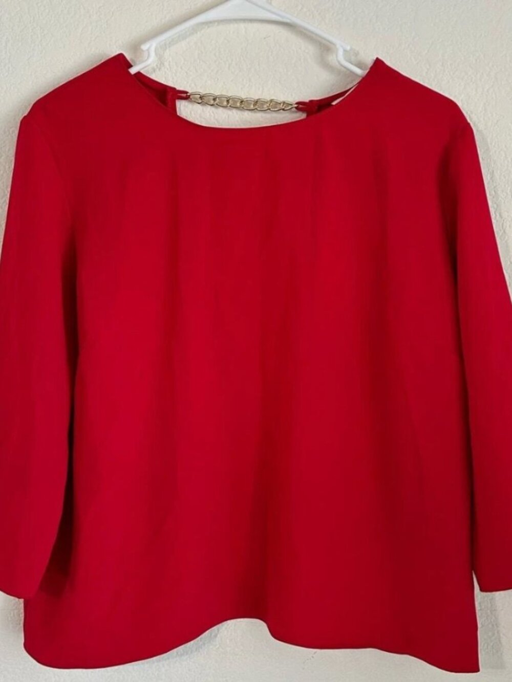 Amanda Uprichard Scarlet Red Gold Chain Detail Open Back Dina Blouse